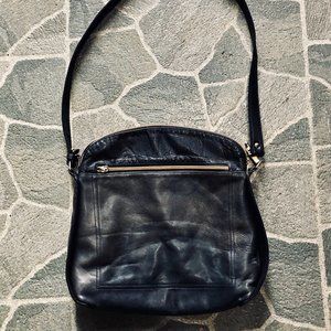 Handmade Black Leather Handbag Purse Gold Vintage